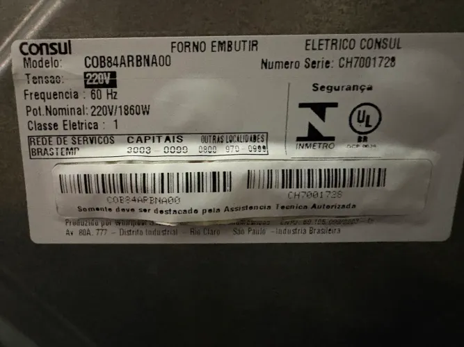 Forno elétrico de embutir Consul