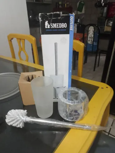 Escova sanitária inox com suporte de vidro de vidro