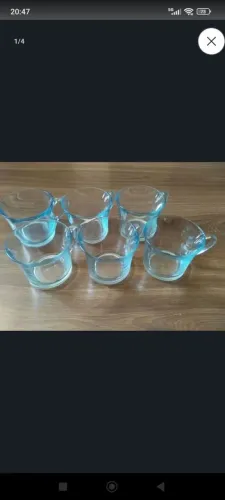 Conjunto 6 xícaras vidro azul celeste