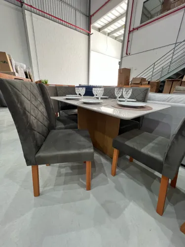 Mesa de Vidro com 6 Cadeiras NOVO ULTIMA PEÇA 