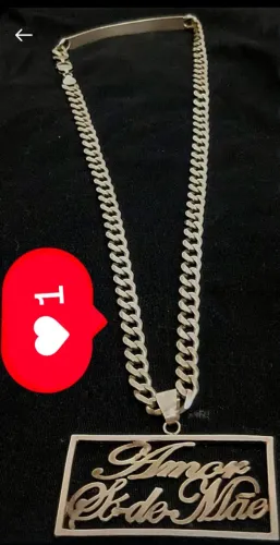 Cordão de home 80cm com chapa  150 grama com pingente amor só de mãe pra vender 