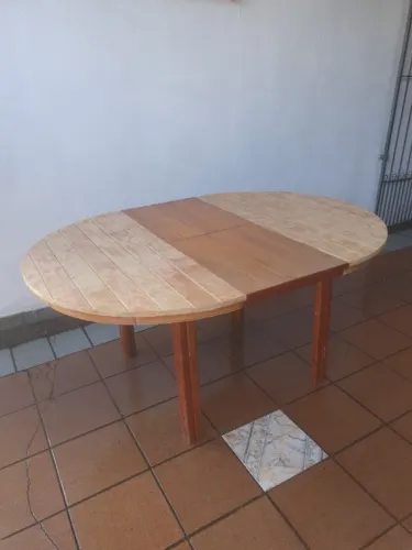 Mesa Extensível Madeira Maciça Redonda
