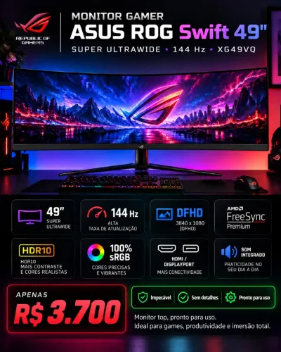 ? MONITOR GAMER ASUS ROG SWIFT 49? - IMPECÁVEL! ?