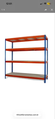 Estante em Aço Reforçado 180x180x60 1600kg com 4 prateleiras - H18060