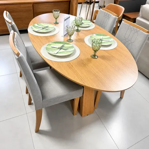 Mesa de jantar oval celeste 