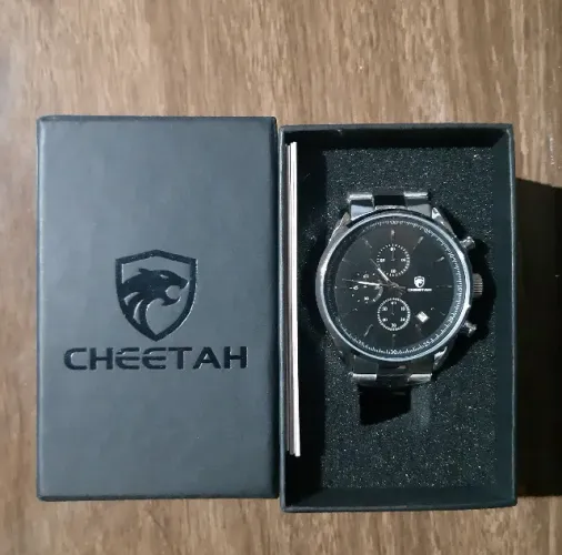 Relógio Masculino de Luxo - Prata Cheetah Original (Novo, Faço Entrega)