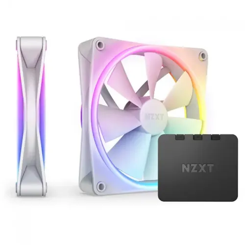 (NOVO) Kit Fan 2 Unidades NZXT F140RGB DUO RGB 140mm Branco Com Controlador RF-D14DF-W1