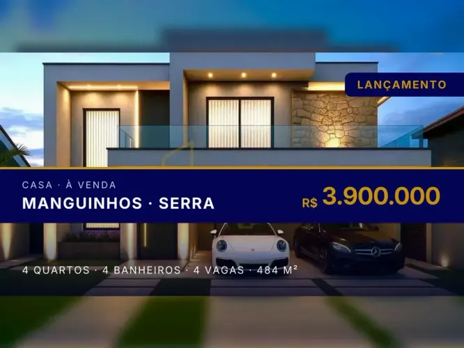Venha conhecer esta casa incrível em Manguinhos, Serra/ES: 4 suítes e muito verde!