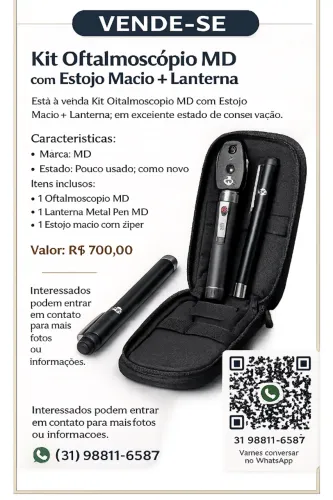 Kit Oftalmoscópio MD + Estojo Macio + Lanterna