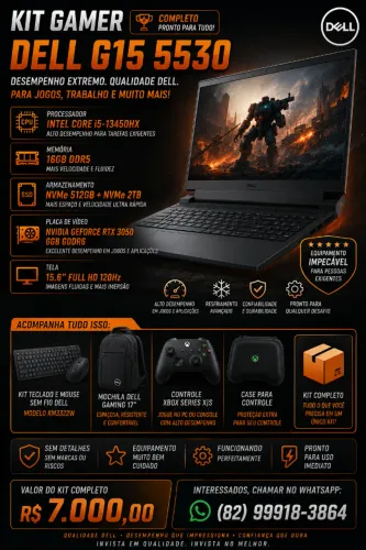 Notebook Dell G15 5530 Gamer - Excelente estado e pronto para uso!