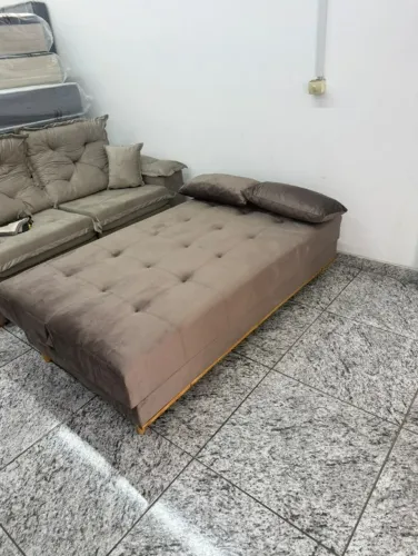 Sofá Cama Casal 1,80m Veludo Compacto e Funcional