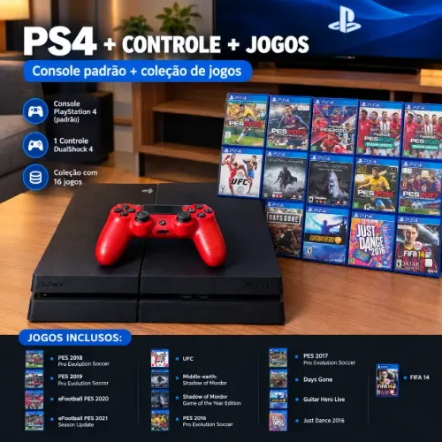 PS4 + Controle + Jogos