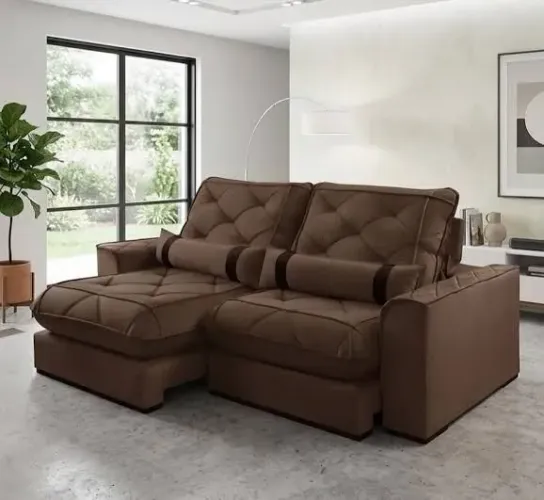 Sofá retrátil reclinável vicam 2.50m - ÚLTIMAS UNIDADES- DISPONÍVEL COR MARROM
