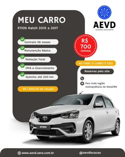 LOCAÇÃO DE CARRO QUE SERÁ SEU EM ATÉ 36 MESES<br>