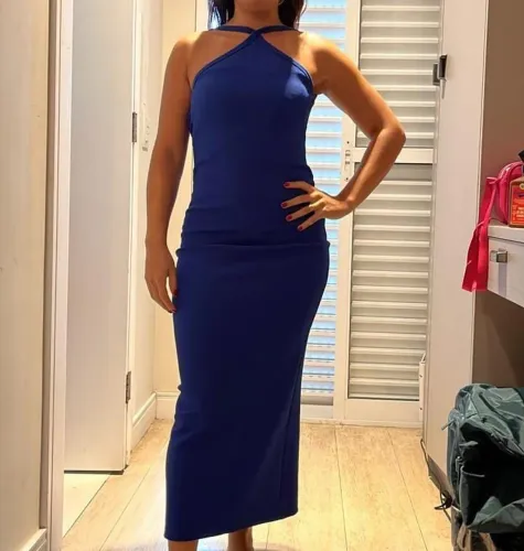 Vestido de festa azul Royal Midi