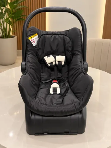 Conjunto Bebê Conforto Grid Black com Base Fixação Galzerano