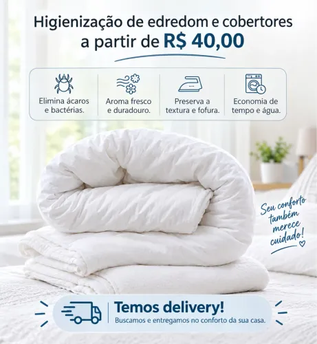Higienização de cobertor e roupas