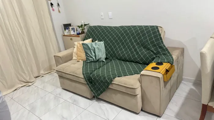 Sofá Retrátil Reclinável 3 Lugares Veludo Joly