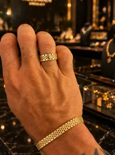 Conjunto Pulseira e Anel Rolex em Ouro 18k 750