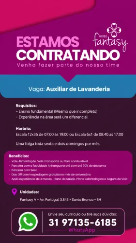 AUXILIAR DE LAVANDERIA Escala 6x1