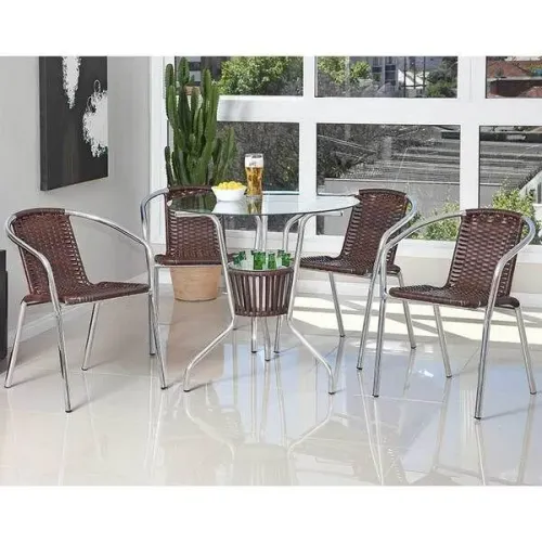 Conjunto de mesa, 02 cadeiras e balde de gelo