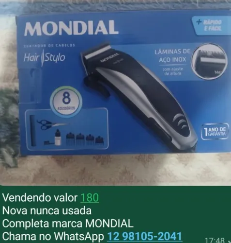 Maquina de cortar cabelo mondial nova na caixa sem uso nova