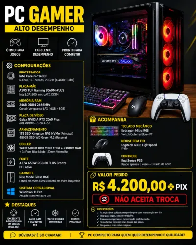Vendo PC Gamer - NÃO ACEITO TROCAS