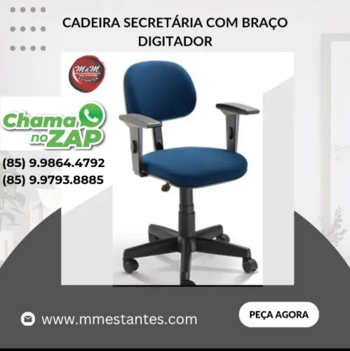 Entrega Grátis - Cadeira Secretária com Braço Digitador com Espuma Injetada