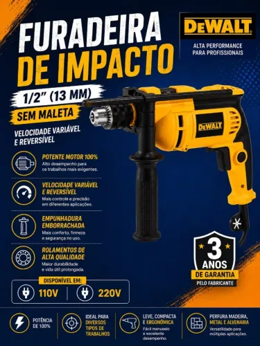 Furadeira de Impacto DeWALT 1/2" (13 mm)