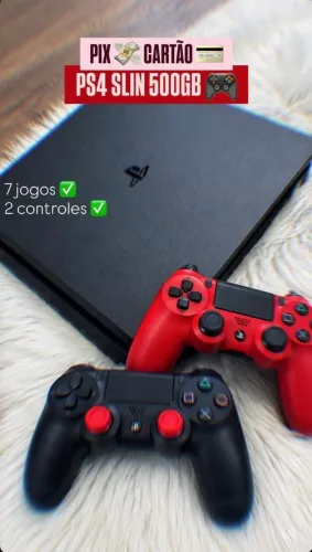 PS4 SLIM 500GB / 2 controles / 9 jogos