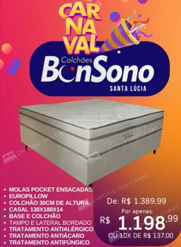 Cama casal molas pocket ensacadas Grandsued pronta entrega Base e colchao 