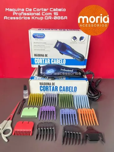 Máquina de Cortar Cabelo Profissional com Pentes e Tesoura Knup