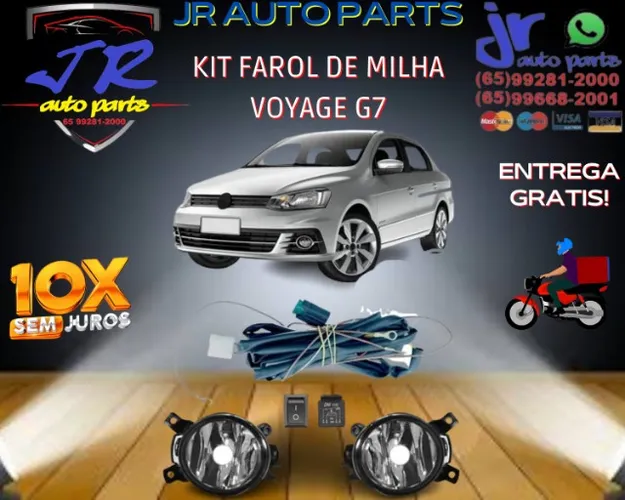 Kit Farol de Milha Voyage G7 botao universal