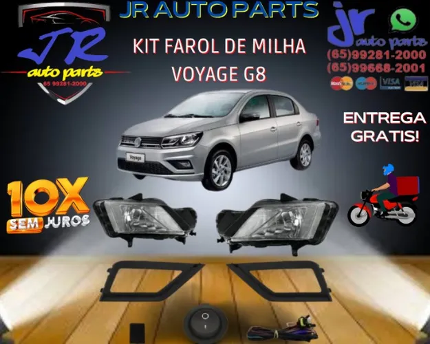 Kit Farol Milha Voyage G8 botão universal