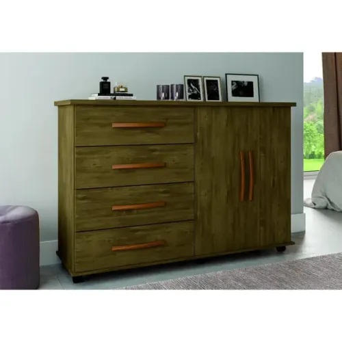 Cômoda Bali 4 Gavetas 2 Portas com Rodízios!! Pr8771m