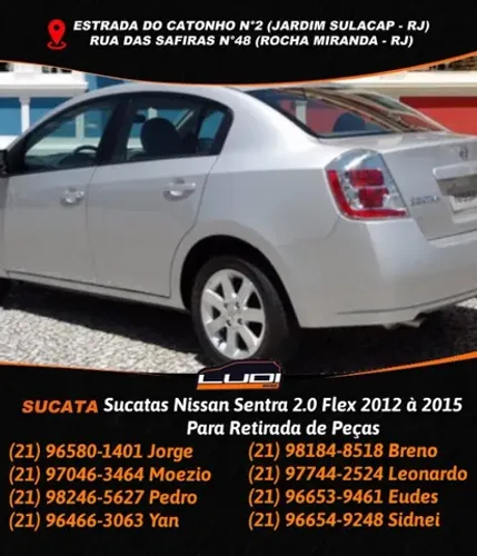 Sucatas Nissan Sentra 2.0 Flex 2012 à 2015 Para Retirada de Peças