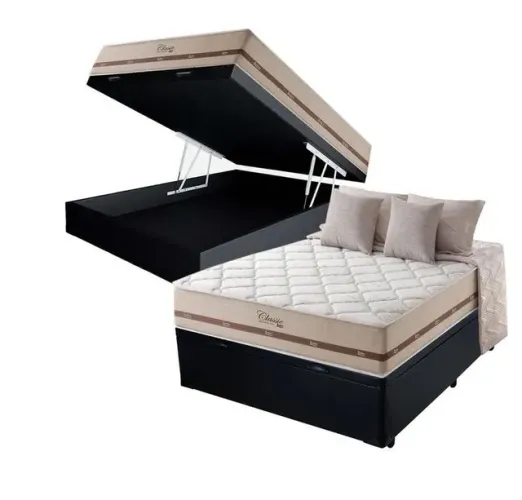 Colchão Casal Classic Molas Ensacadas + Base Baú Oferta tt43