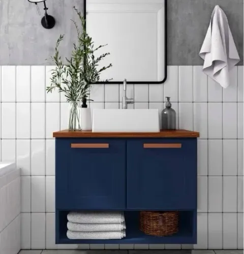 Balcão Gabinete para Banheiro 70cm 2 Portas com Nicho Natura 8005 Bertolini. Novo!