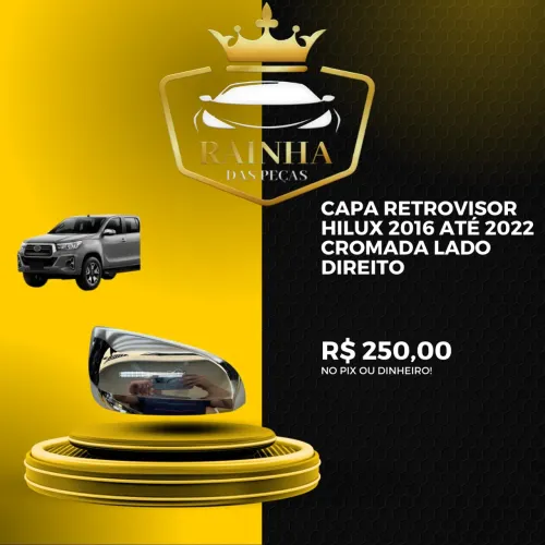 Capa Retrovisor Hilux 2016 até 2022 Cromada Lado Direito