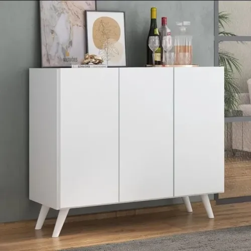 Buffet branco 3 portas com pé palito - Promoção
