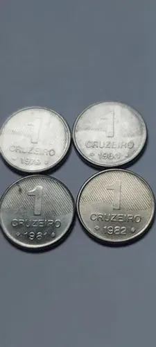 Lote com 4 Moedas Antigas de 1 Cruzeiro (1979,1980,1981 e 1982) Soberbas