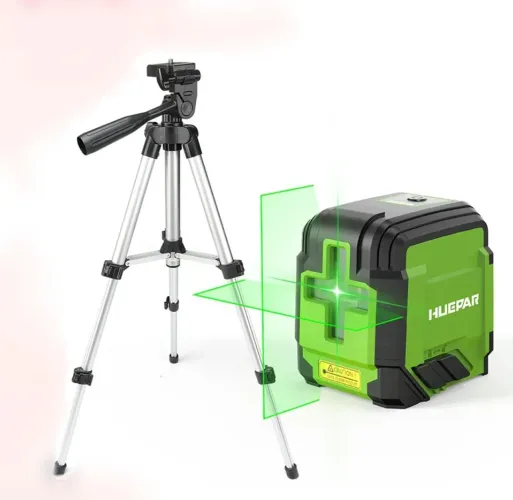 Nível laser 2 linhas Huepar com tripé Luz verde