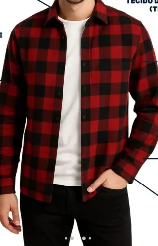 Camisa Xadrez Vermelha e Preta - Estilo Casual