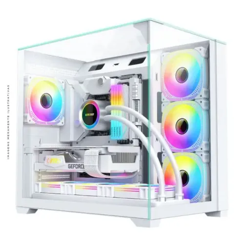 Gabinete Gamer K-Mex Mega Shark, Mid Tower, ATX, Vidro Temperado, Sem Fonte, Sem Fan, Bran