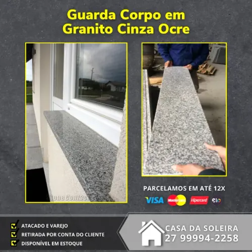 Guarda corpo em granito GRANITO CINZA OCRE 1,50 X15 CM | * INGRID 