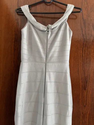 Vestido longo bandagem cinza