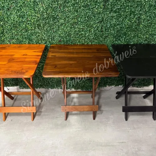 Mesa 70x70 dobrável madeira maciça nobre Teca