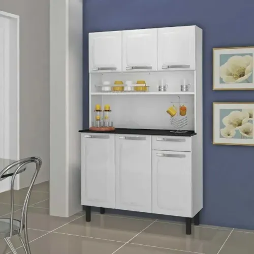 Armario de Cozinha Com Tampo 6 Portas 1 Gaveta Rose