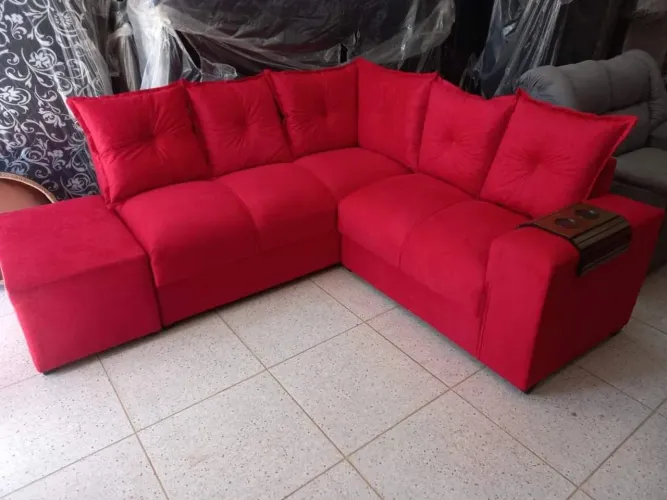 Sofá de Canto com Puf no Suede R$799,99 Entrega Hoje!!!