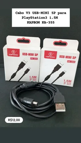 Cabo V3 USB-MINI 5P para PlayStation3 1.5M KAPBOM KA-355<br>